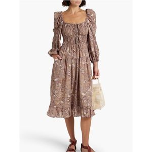 Ulla Johnson gathered printed cotton-blend voile midi dress